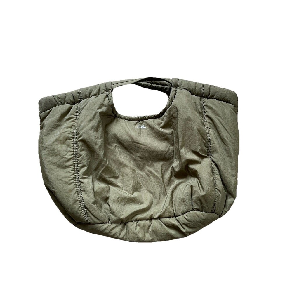 Vince Camuto Olive Green Puffer Hobo Bag Purse Nylon Medium Shoulder Tote